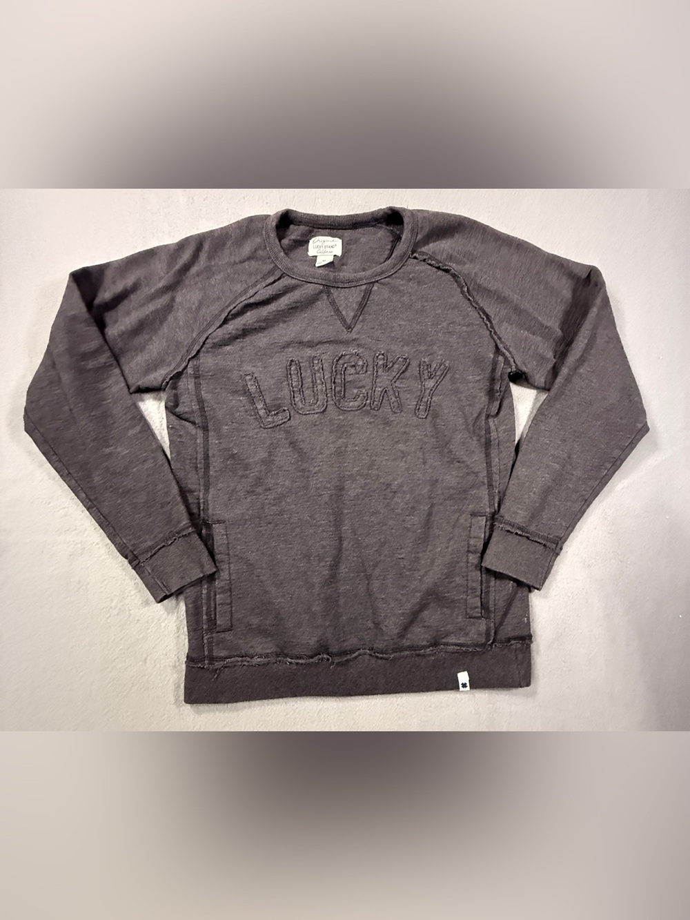 Lucky Brand Kids Charcoal 'Lucky' Pullover Sweatshirt